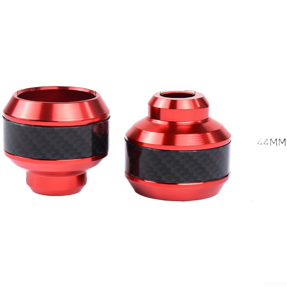 Aluminum Alloy Motorcycle Crash Pads with Carbon Fiber Accents, CNC Machined Anti-Fall Cups for E-Scooters and Motorbikes, Lightweight Shockproof Wheel Protection Bars, Red(Red)