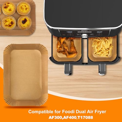 100 Pcs Air Fryer Liners Disposable for Ninja Air Fryer, Ninja air fryer liners, Non-Stick Parchment Paper for Ninja DZ201 DZ401 DZ550, Air Fryer Accessories for Ninja Cosori Chefman Dual Air Fryer