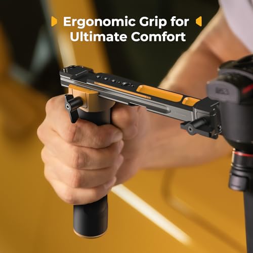 Image of SMALLRIG Dual Handle Handgrip (Bumblebee Edition) for DJI RS 5 / RS 4 / RS 4 Pro /RS 3 / RS 3 Pro /RS 2 / RSC 2 Gimbal, Handgrip with NATO Rails, Cold Shoe, 1 /4 inch-20 & 3 /8 inch-16 Threaded Holes - 5526
