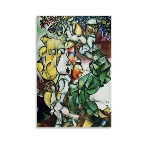 GAJUST Poster de la tentation de Marc Chagall La tentation (Adam et Eve) peint par Marc Chagall en 1912, sans cadre, 50 x 75 cm