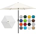 Blissun 7.5 ft Patio Umbrella, Yard Umbrella Push Button Tilt Crank (Cream White)