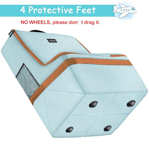 YOREPEK Padded Car Seat Travel Bag for Air Travel, Carseat Cover Backpack with Shoulder Straps, Large Carseat Gate Check Bag, Baby Travel Essential(Light Cyan) by YOREPEK - Image 3