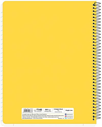 Image of YOUVA Navneet Six Subject Book Spiral | 20.3 cm X 26.7 cm | Single Line | 300 Pages