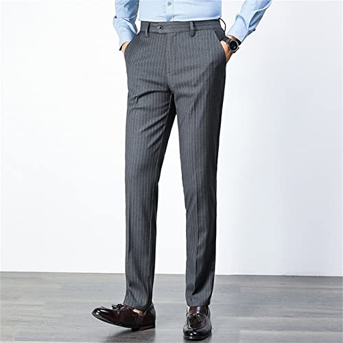 JEShifangjiusu Men's Striped Dress Pants Skinny Straight Fit Flat Front Chino Pant Business Cotton Trousers Suit Pants2