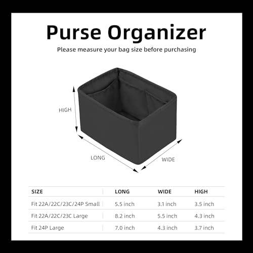 Image of DGAZ Silk Purse Organizer Insert Fits Chanel Duma Bags,Silky Smooth Bag Organizer,Luxury Handbag & Tote Shaper(Black,22A /22C /23C /24P Small)