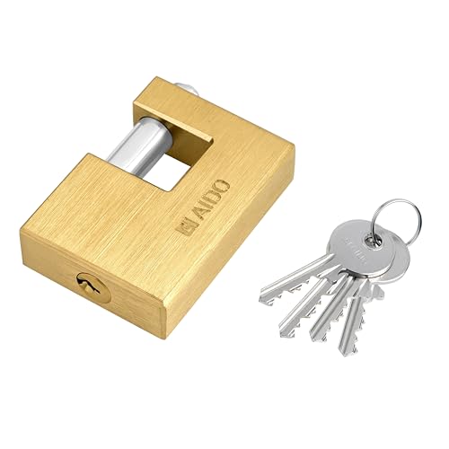 Image of AIDO by dormakaba Group Heavy-Duty 70mm Brass Padlock Lock for Main Door, Home, Garages, Warehouses, Containers, | 4 Brass Keys | Indoor & Outdoor | Water-Resistant | 2 Year Warranty