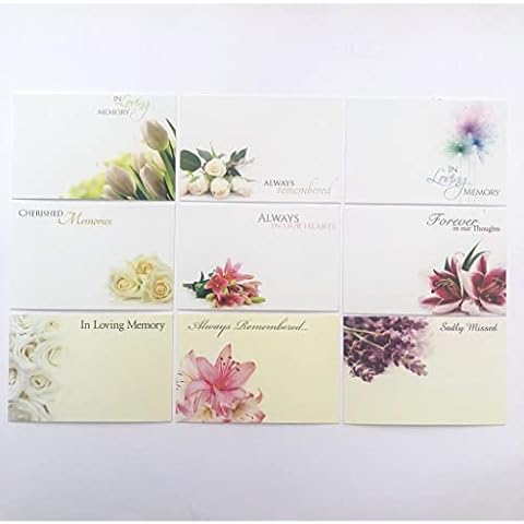 ShredAstic® Collection K - Pack 9 small Florist Funeral Cards 6cm x 9cm / 9 Cello bags In Loving Memory Cover