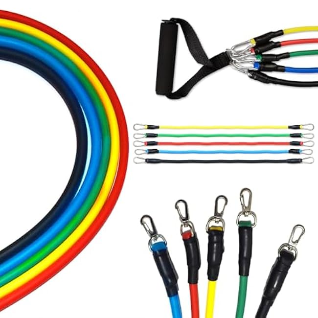 Resistance Bands, Resistance Band Set, Strength Training Fitness Bands, Exercise Bands for Men and Women, Resistance Bands with Handles, Door Anchor, for Shape Body and Home Workouts