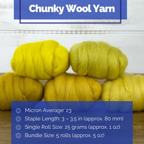 Revolution Fibers | Mixed Merino Wool Variety Pack - Lemon Drop Yellows | Perfect Wool Roving For Spinning, Rolags, Needle Felting, Wet Felting, Tapestry, Weaving And Crafting (Yellow) #TOP2