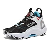 AND1 Scope Girls & Boys Basketball Shoes Kids, Boys High Top Sneakers - Black/White/Light Blue, 6 Big Kid