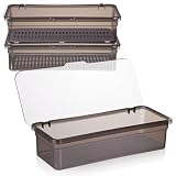 AojSup 3 PCS Flatware Tray with Lid and Drainer, Silverware Tray with Lid, Plastic Utensil Drawer Organizer, Clear Grey Cutlery Storage Container for Kitchen Home Travel
