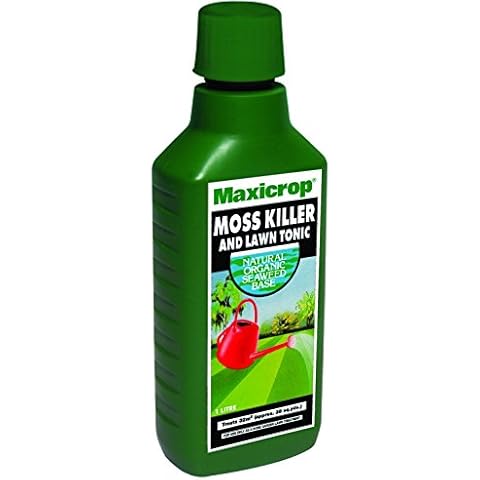 Maxicrop 86600258 Moss Killer & Lawn Tonic, 1L - Fast Acting 2-in-1 Moss Killer and Lawn Re-Growth Tonic - with Natural Seaweed Extract - Improves Lawn Health and Strong Rooting - Garden Care Cover