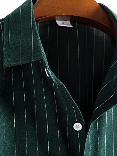 Soly Hux Men's Short Sleeve Button Down Shirts Casual Dress Going Out Camp Tops Dark Green S #TOP4