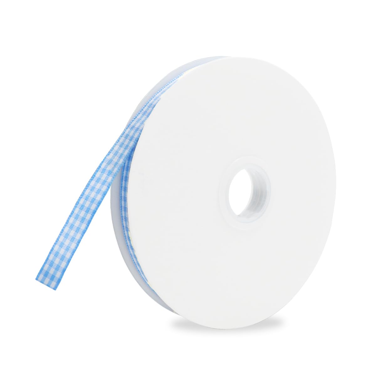 Photo 1 of 1 Rolls Checker Ribbon, 3/8 Inch x 50 Yards Checkered Ribbon, Woven Edge Check Ribbons, Polyester Woven Edge Ribbons for Gift Wrapping, Hair Bows, Sewing (Blue and White)