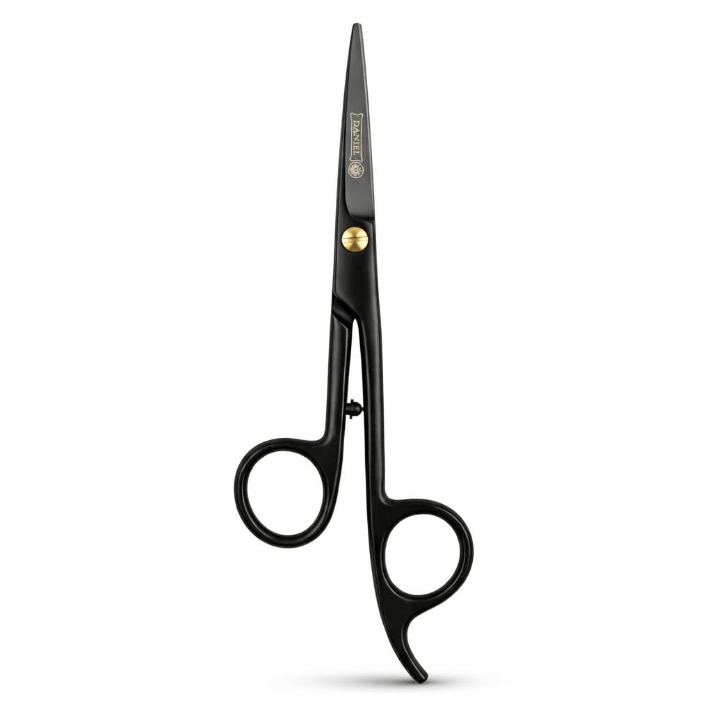DANIAL 5 Inch Professional Beard & Moustache Scissors – High Carbon Stainless Steel Precision Detailing Shears – Short Blade Barber Scissor for Edging, Trimming & Grooming – Matte Black-image-15