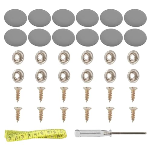 Hipzeepo 1 Juego de Botones de A Presión para Tapicería, Aptos para Muebles Capitoné, Sofás, Sillas, Asientos de Coche, Techos de Caravanas, Color Gris.