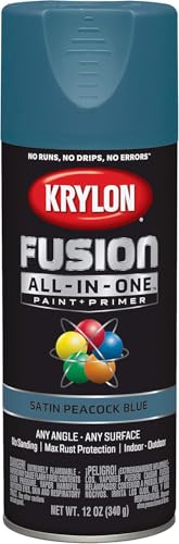 Image of Krylon Fusion All-In-One Adhesive Spray Paint for Indoor /Outdoor Use, 12 oz, Peacock Blue