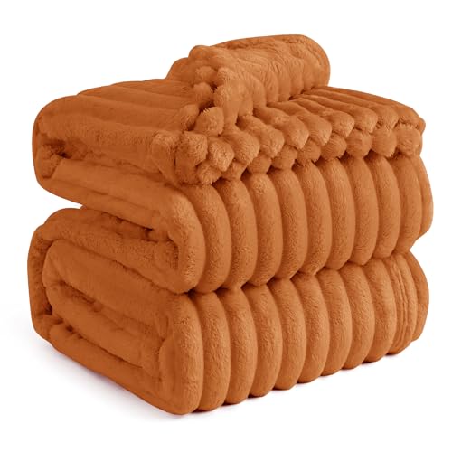 Bedsure GentleSoft Burnt Orange California King Size Blanket for Couch
