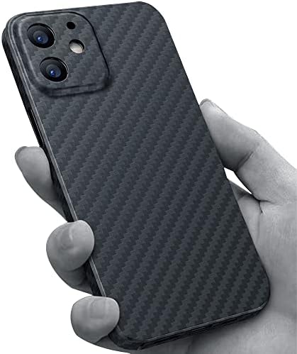 RIZZ Carbon Fiber Case for iPhone 12 【Aviation Grade Materials】 6.1 inch Slim Aramid Fiber Cover Ultrathin Phone Cases for Men Drop Protection Compatible Wireless Charging (Black)