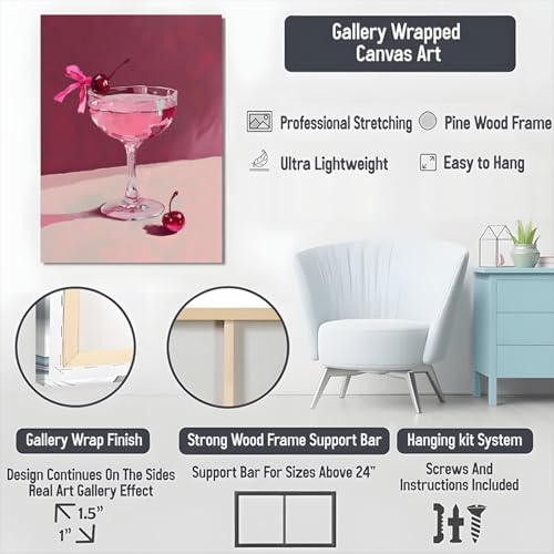 Tableau style cocktail rose pour déco salon et chambre - 7