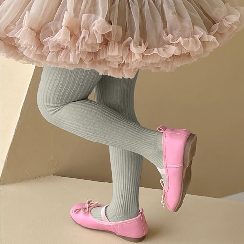 techcity Toddler Little Girls Tights 3 Pack Cotton Seamless Leggings Stockings Cable Knit Pantyhose 2-14T4