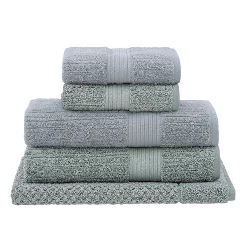 Jogo de Toalhas Buddemeyer Fio Penteado Canelado Banho Verde Claro/Verde 5 peças