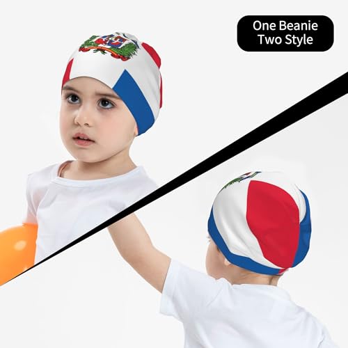 Flag of The Dominican Republic Children Hip Hop Knitted Hat Kids Elastic Leisure Knit Cap Warm Sleep Beanies Black4