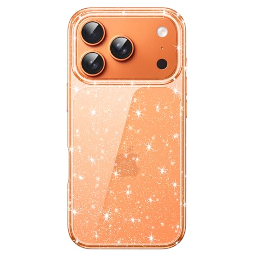 Image of JETech Glitter Case for iPhone 17 Pro, Orange | Cover Sparkly Glitter Design, Shockproof Protection, Clear Back, Stylish Look