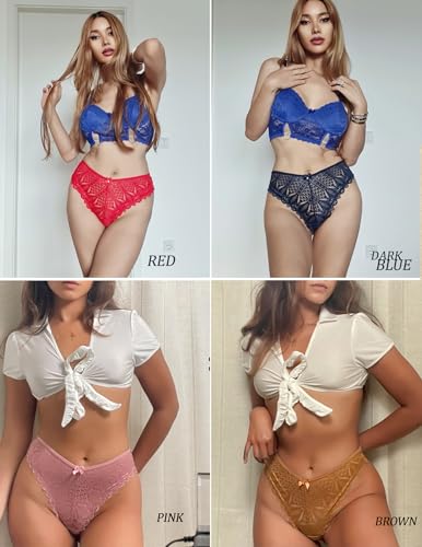 Image of Avidlove Womens Underwear Lace Cheeky Panties Criss Cross Back Bikini Thongs Sexy Undies