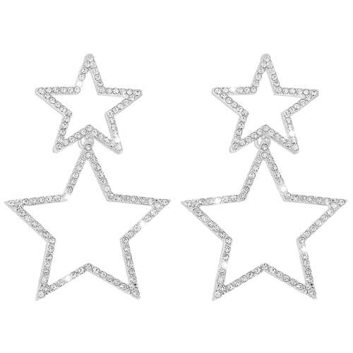 Star Earrings For Women Sparkly Rhinestone Dangle Earring For Holiday Weddings Birthday Parties