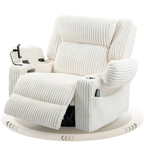 SINCRUMI Power Oversized Swivel Rocker Recliner with...