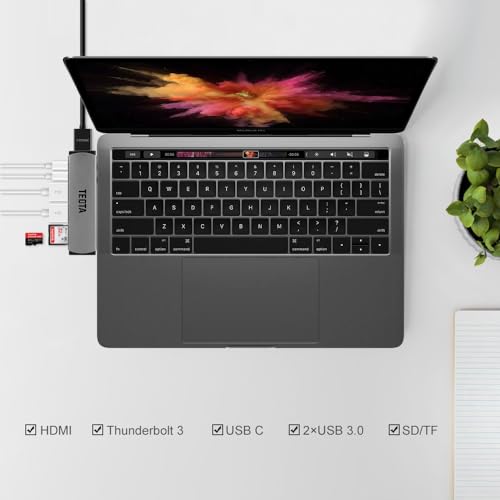Image of USB C Docking Station 7 in 2 Portable Type C USB HUB with 4K HDMI Port, 2xPower Delivery C Hub, 3.0 High Speed Data Transfer 2xUSB Ports, Micro SD /TF Card Reader for M2, M1 and More (Space Grey)