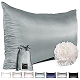 Funda de Almohada de Seda Natural 27 Momme Hecha a Mano, Fundas de Almohada de Seda para el Cabello y Piel para Regalo y Viaje, Lavable en Lavadora, Costura Estilo francés, Regalo para Mujer