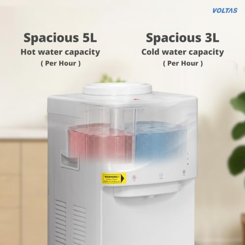 Image of Voltas Floor Mounted Water Dispenser, 3 Water Modes (Hot, Normal, Cold), ABS Body, White, Minimagic Wave FS, 20 litres