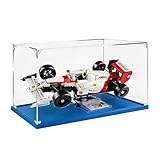 MADEHAY 3mm Acryl Transparenter Staubdicht Vitrine,Große Display Boxen für Lego Serie Modell 10220 10330 21317 71719 76898.. Blaue Basis (1, 40x20x20cm)