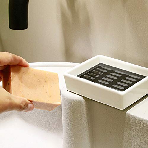 RTHGTFFZ Jabonera Baño El jabonera se Puede Colocar en la Caja de Drenaje de jabonera de Doble Capa de Acero Inoxidable en la Cocina y el Inodoro. (Color : Black)