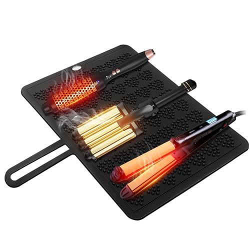 Tapis épais en silicone antidérapant antibrûlure pour fer à friser et sèche-cheveux de salon