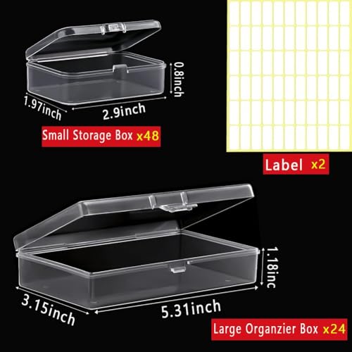 Image of Bead Storage Box,72pcs Transparent Plastic Storage Containers Different Sizes,Crayon Box, Small Item Management Box And Labels,DIY Jewelry Craft Nails, Bracelets, Jewelry, Diamonds, (5.3x3.15x1.2)