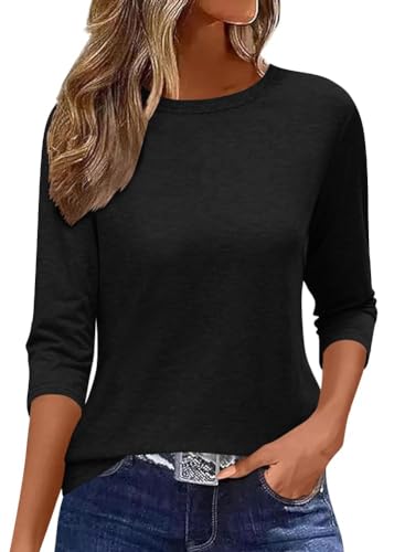 Minetom Tshirt Damen Shirt 3/4 Arm Tshirt Sommer Pullover Basic Tops...