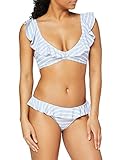 Verstellbare Träger Amazon-Marke: Iris & Lilly Damen Bikini-Set mit Rüschen, Blau, M