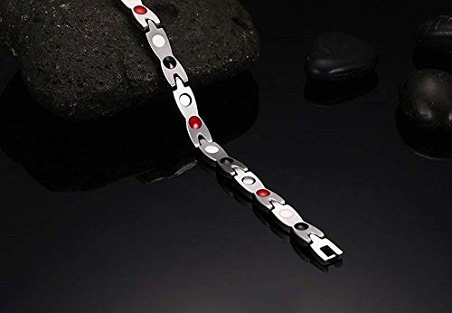 Pulseira Magnética Aço Inoxidável Prata Luxo