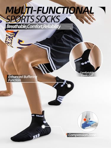 Men's ankle running socks size 9-13,quarter socks with arch support,comfortable and anti-slip sports sock,6 pack3