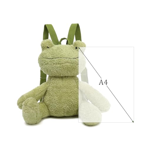 Image of Bycobecy Cute Frog Stuffed Animals Backpack for Women, Kawaii Frog Plush Backpack Fluffy Bag Novelty Purse with adjustable Strap (Green)