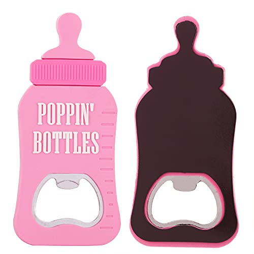 16 Pcs Bottle Opener Baby Shower Favor Gifts For Guest, Pink Girl Baby Shower Party Souvenir/Keepsake/Decoration,Refrigerator Magnet Pvc Metal Bottle Opener For Beer (Pink, 16) #TOP3