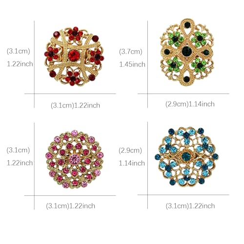 Image of 12 /36 Pieces Wedding Bouquet Brooches for Women Fashion, Rhinestone Bulk Flower Brooch Pins for Crafts
