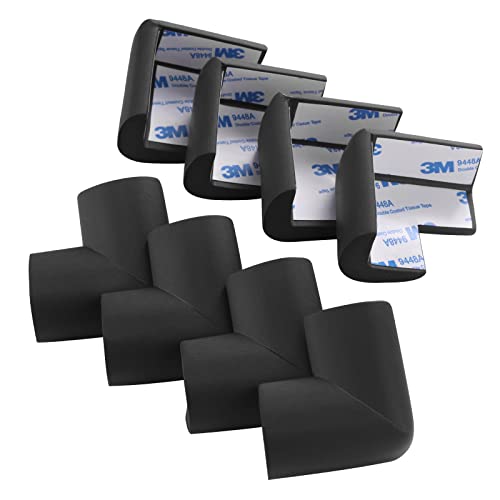 Image of 8 Pack Soft Sponge Table Corners, Corner Protector Baby, Baby Proofing Corner Guards, Pre-Taped Furniture Corner Protectors, Child Safety Furniture Bumper, Corner Protectors for furniturey, Black