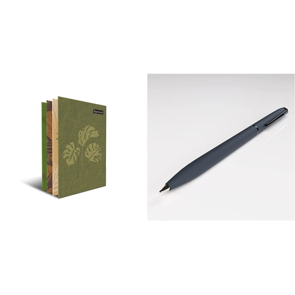 Paperkraft Paper Folder | Double Pocket | 31.0 cm x 22.5 cm | Pack of 4 & Paperkraft Chopin Lissome - Blue Ball Pen(Pack of 1)