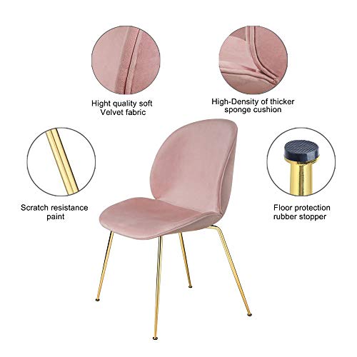 Gia Contemporary Dining Chair With Velvet Upholstery, Qty Of 2, Pink #TOP4