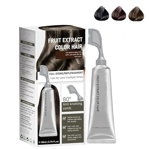 Essence de fruta peine de colorante, esencia para colorear esencia de fruta, crema de tinte para el cabello de frutas negras para la cobertura de pelos grises, extracto de planta (Chestnut brown)