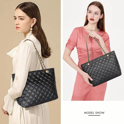 Montana West Shoulder Handbags For Women Quilted Tote Purse Ladies Designer Satchel Hobo Bag With Chain Strap Gift Mwc-112Bk #TOP1
